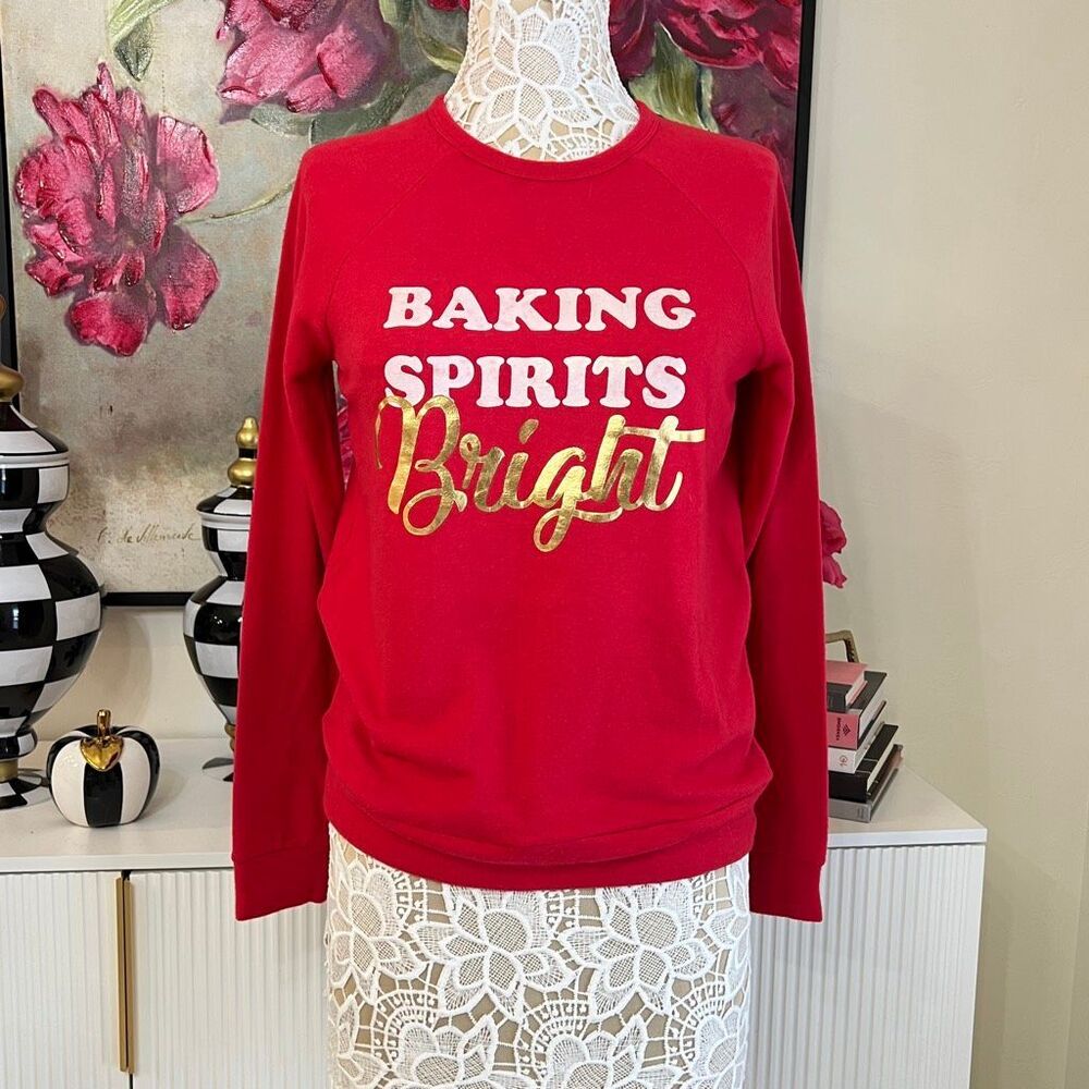 P.J. Salvage Women's Baking Spirits Bright Raglan Sleeve Sweater Red Small NWT